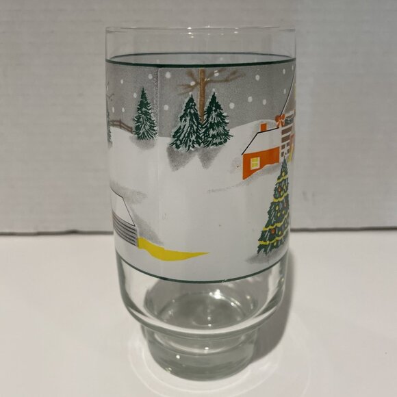 3 Vintage Sango Silent Night Holiday Tumblers Glasses Festive Village 12 & 16 Oz - Picture 4 of 9